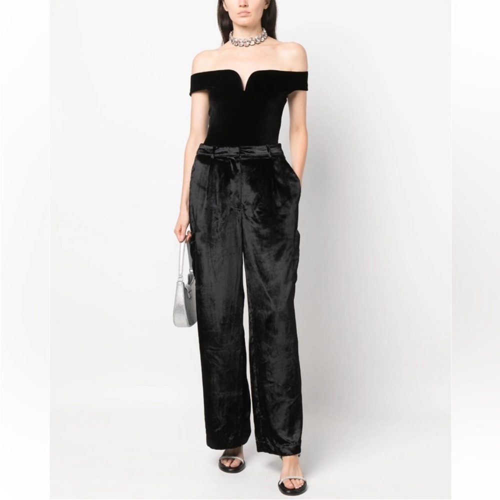LouLou De Saison Studio Luli Wide Leg Velvet Cargo Trousers Sz M